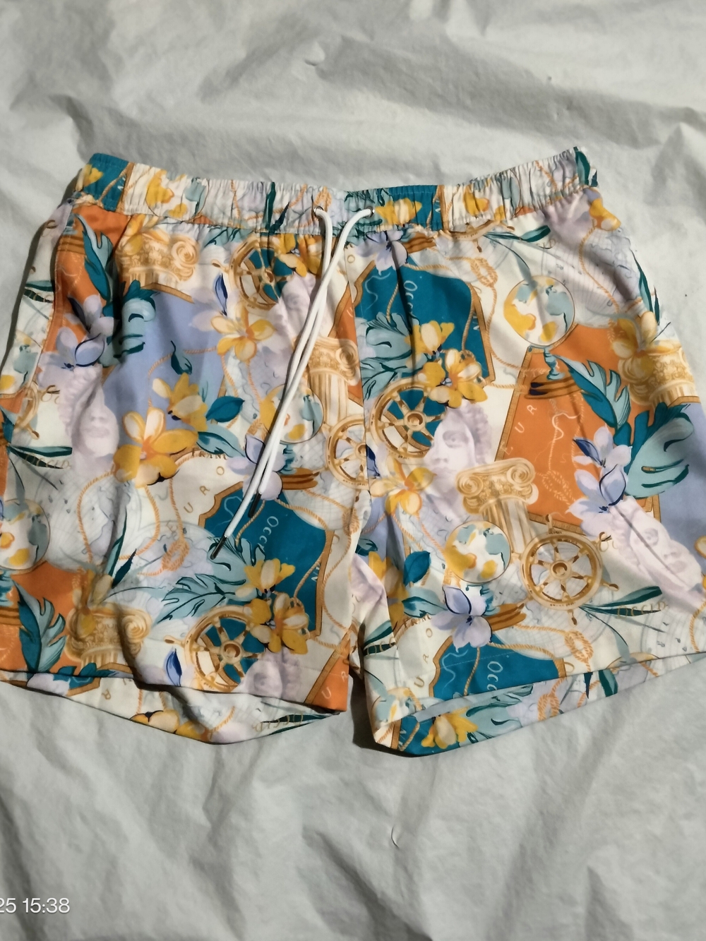 Robert Graham Gold Treasure Swim Trunks Shorts Mens XL NWT Ornate Baroque Print